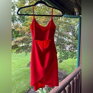 Red Lulu’s dress with cutout